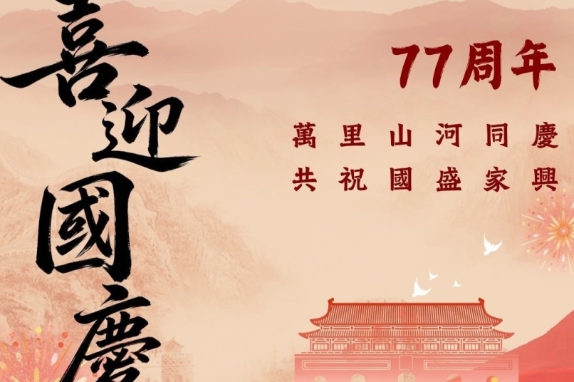 红褐色质感国庆节节日祝福手机海报_(1)